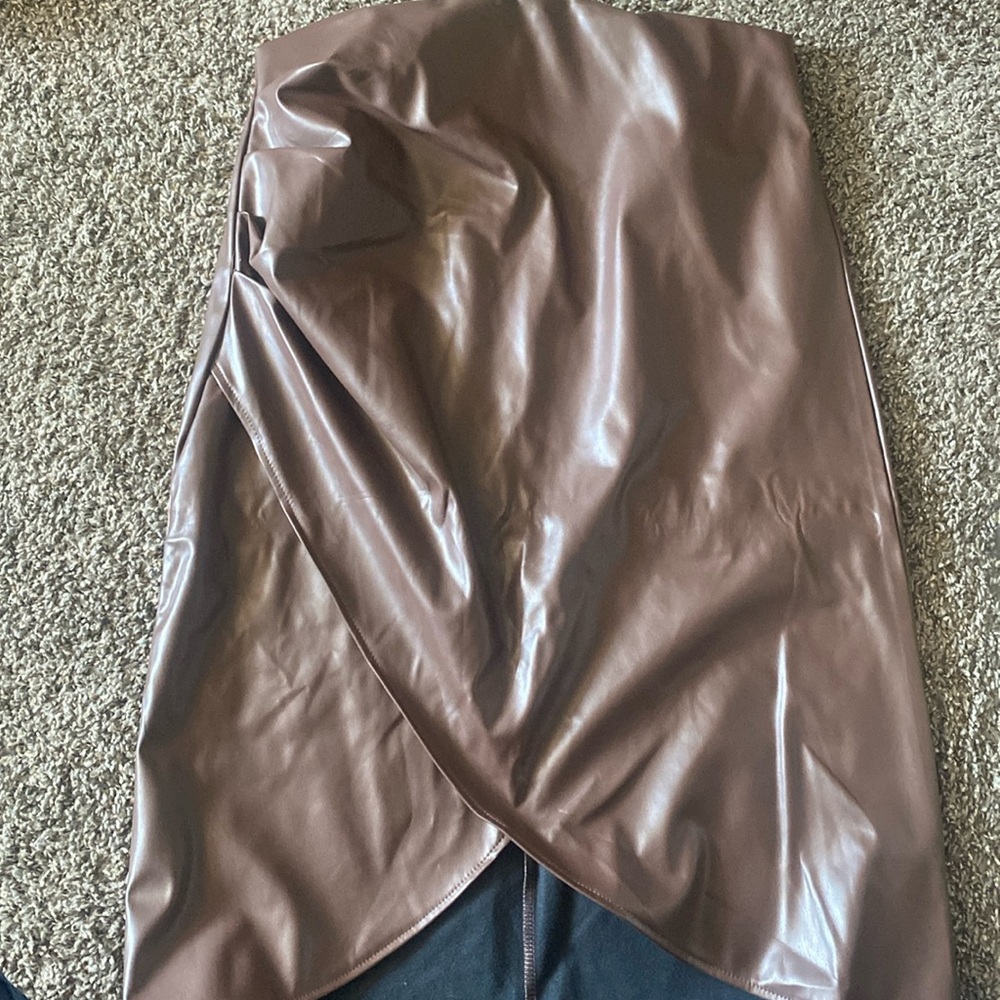 Brown leather skirt